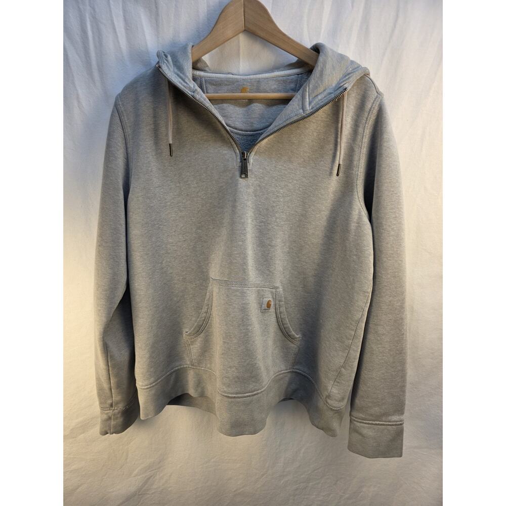 Carhartt Youth Size XL (16-18) Hoodie Pullover Heather Gray Quarter Zip Durable